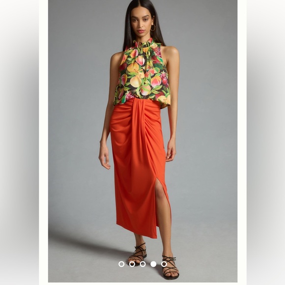 Anthropologie NWT Maeve Poplin Ruffle-Neck Halter Tank size XXS. - Picture 4 of 6